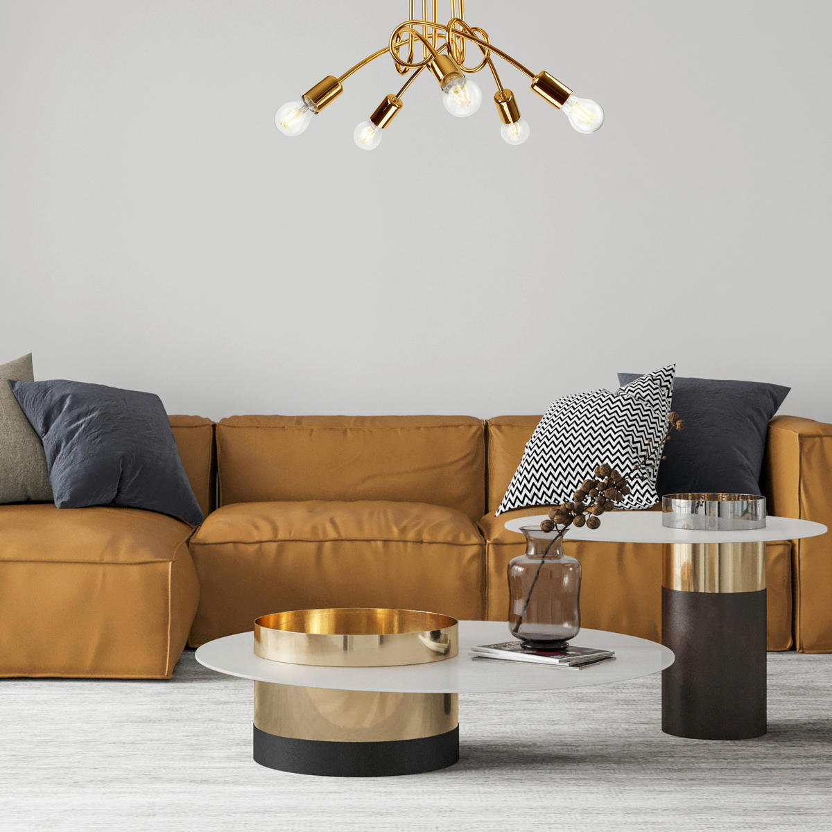 Lamkur Deckenleuchte CAMILLA 36823 gold Stahl H/L: ca. 30x46 cm E27 5 Brennstellen Camilla - gold (46,00cm) - Lamkur