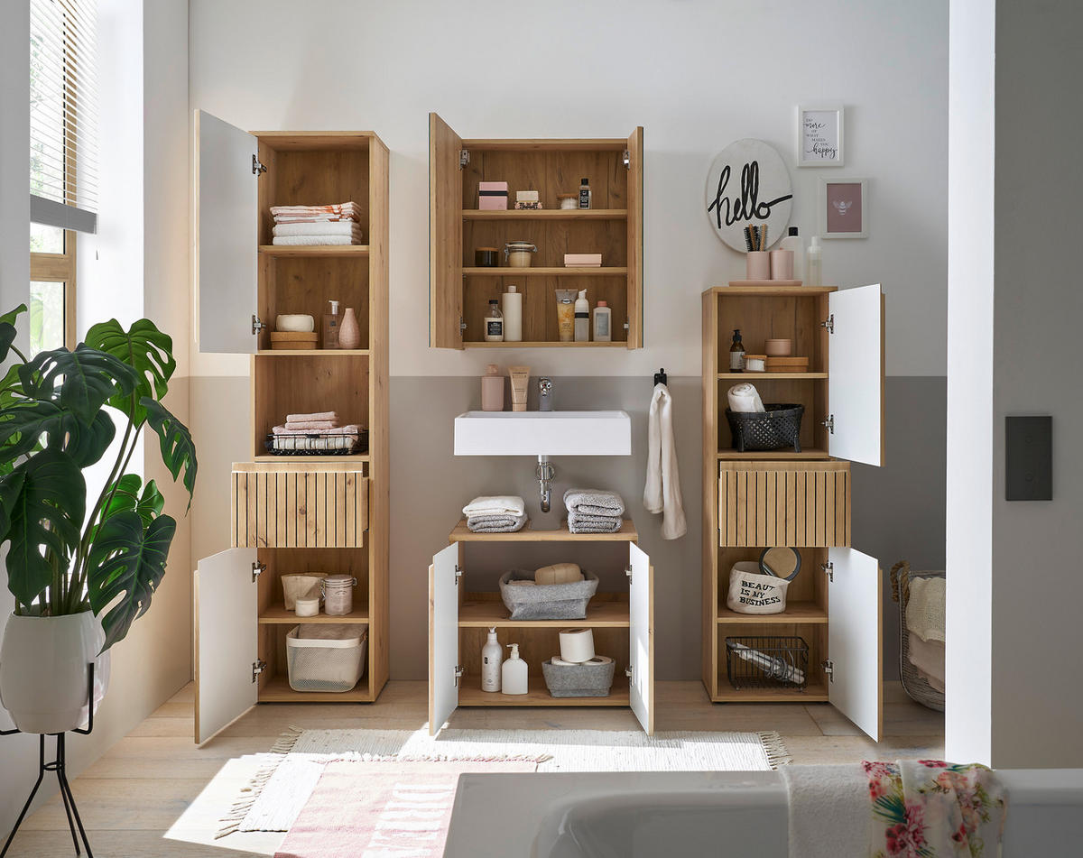 Waschbeckenunterschrank Austin Artisan Oak Nachbildung B/H/T: ca. 60x57x36 cm Austin - (60,00/57,00/36,00cm)