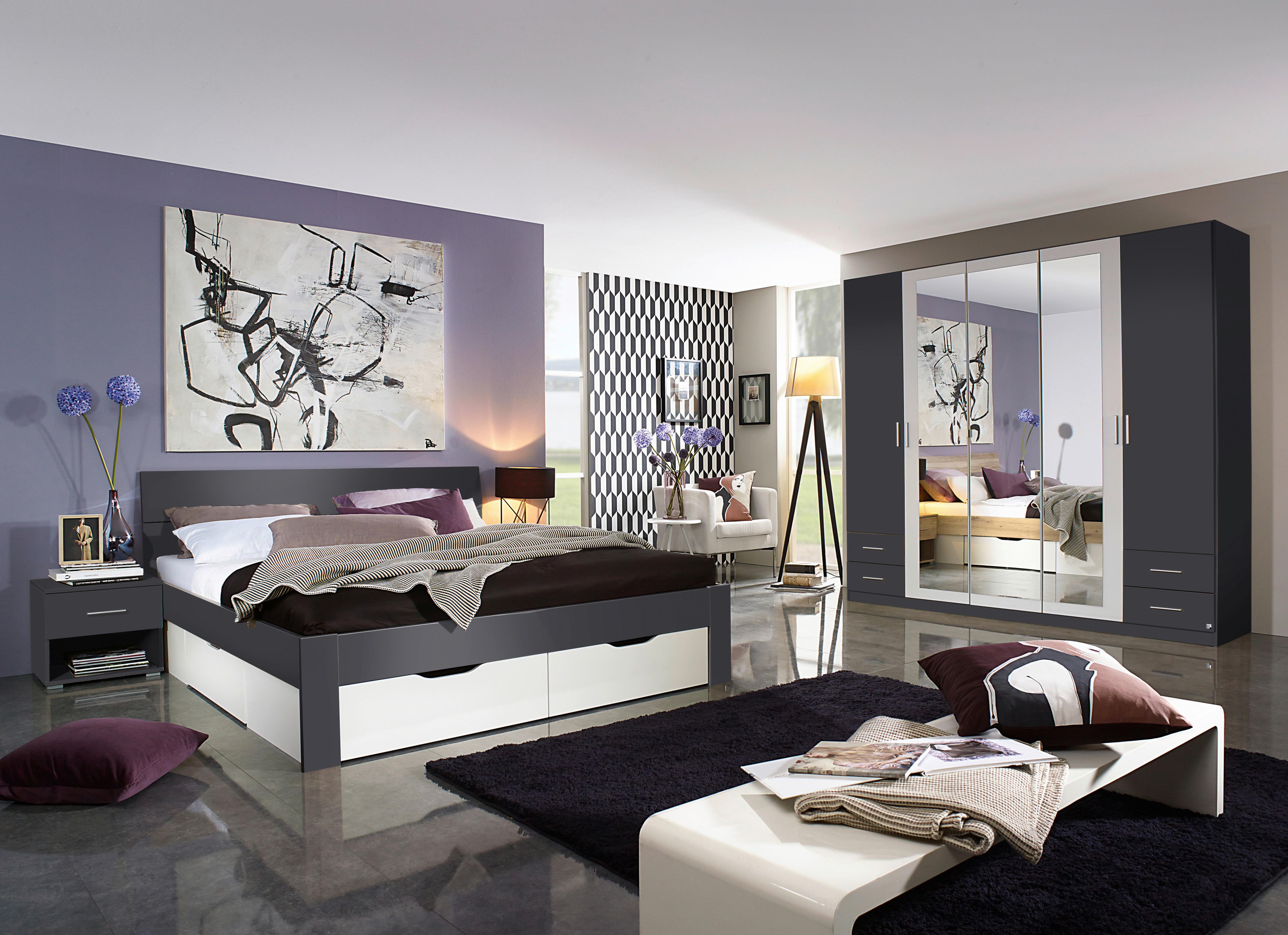 Bett München grau B/H/T: ca. 185x90x209 cm Liegefläche B/L: ca. 180x200 cm München - grau (185,00/90,00/209,00cm)