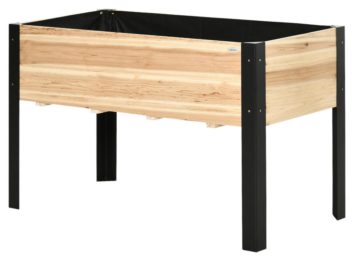 Outsunny Hochbeet schwarz Stahl B/H/L: ca. 60x74x120 cm Hochbeet 845-531V02 - natur/schwarz (120,00/60,00/74,00cm) - Outsunny