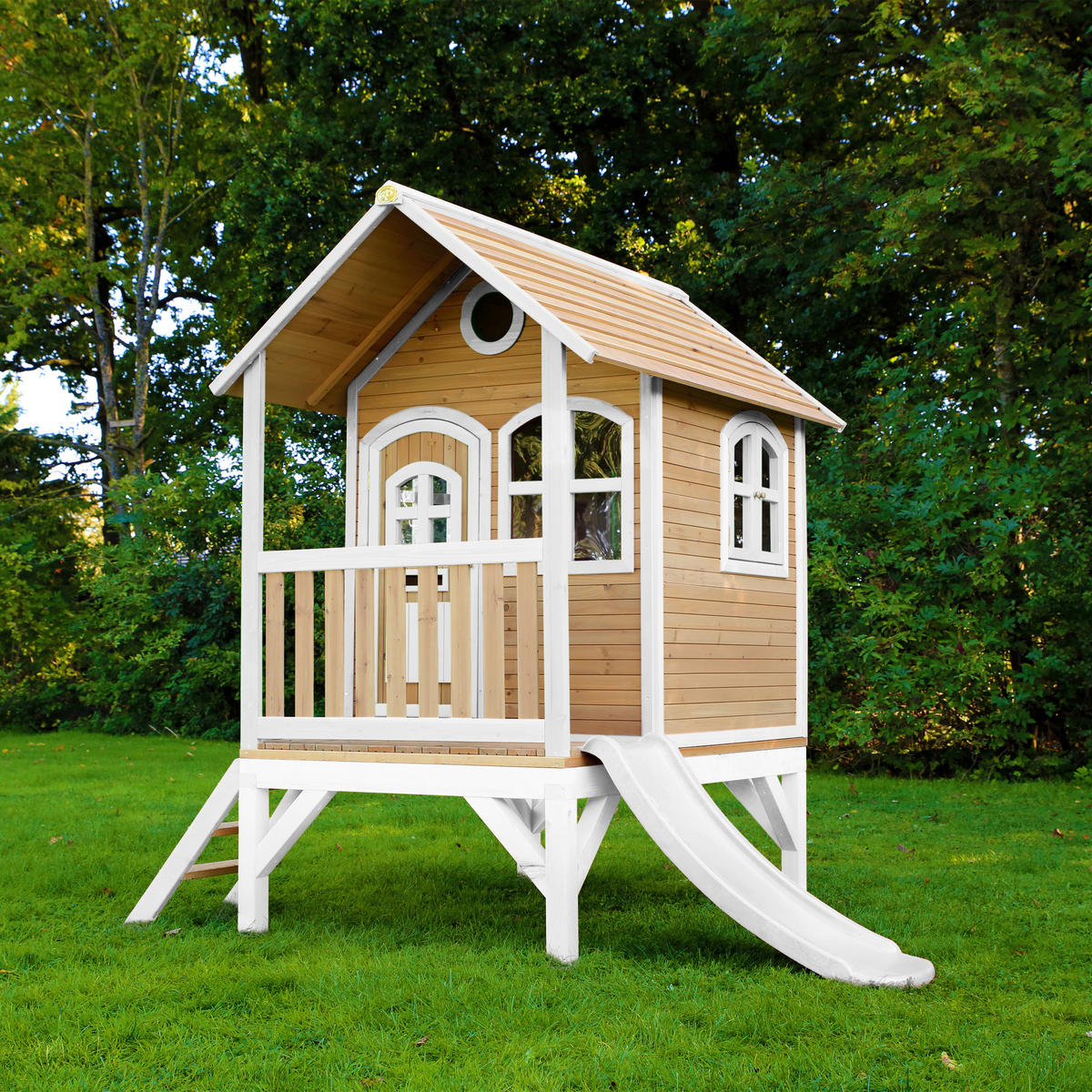AXI Spielhaus Tom braun B/H/L: ca. 287x231x191 cm Tom - braun/weiß (191,00/287,00/231,00cm) - AXI