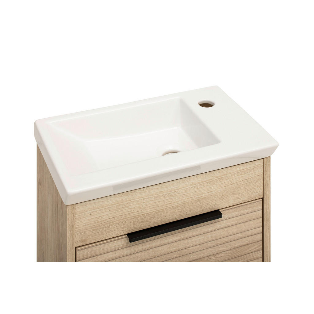 Thumbnail - Waschplatz Mads Eiche Nachbildung weiß B/H/T: ca. 45,5x78x27,5 cm