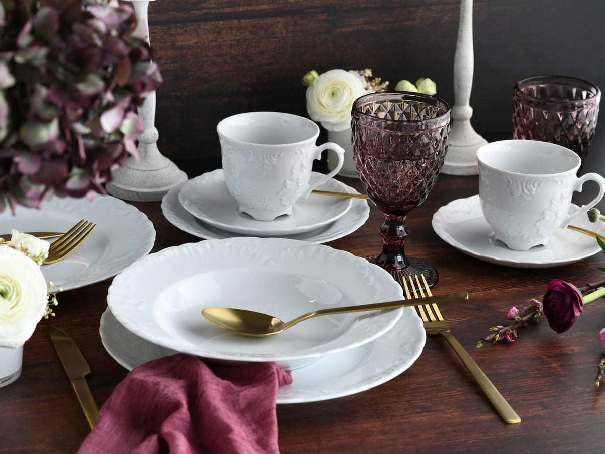 CreaTable Kombiservice Rokoko weiß Porzellan 30 tlg. Rokoko - weiß - CreaTable