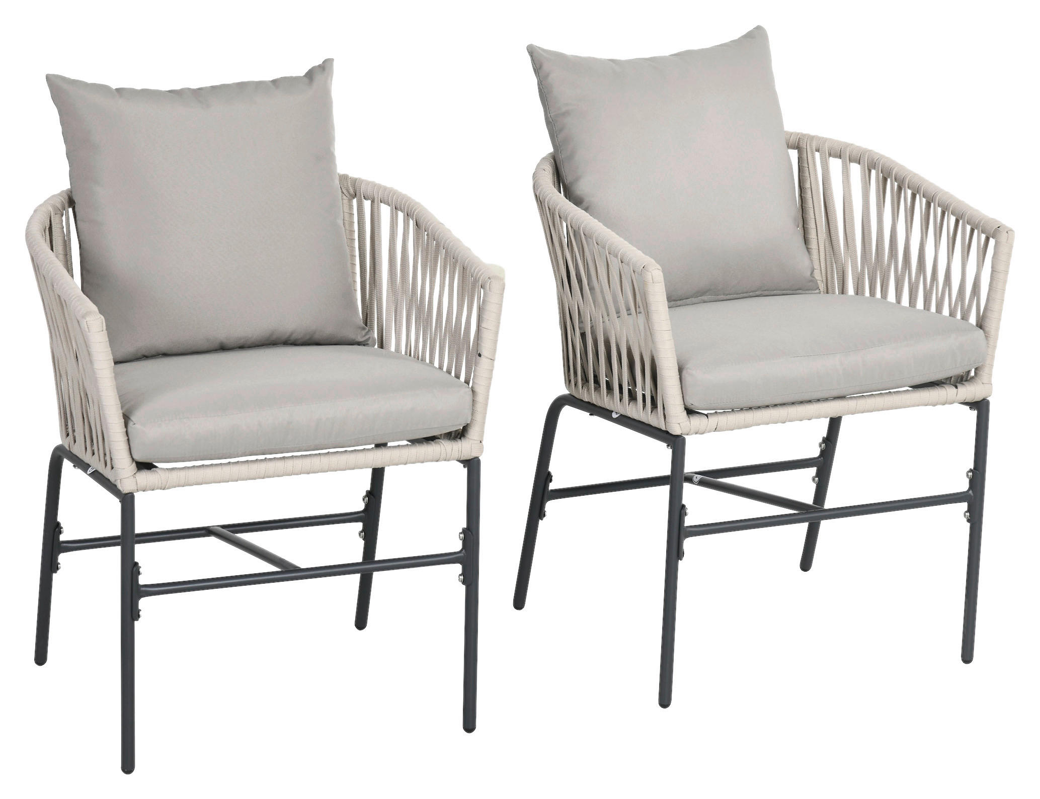 Outsunny Gartenstuhl grau Edelstahl B/H/L: ca. 60x57x71 cm Gartenstühle - grau (71,00/60,00/57,00cm) - Outsunny
