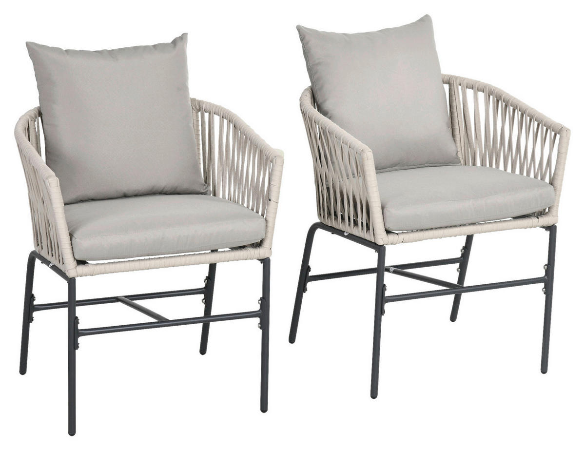 Outsunny Gartenstuhl grau Edelstahl B/H/L: ca. 60x57x71 cm Gartenstühle - grau (71,00/60,00/57,00cm) - Outsunny