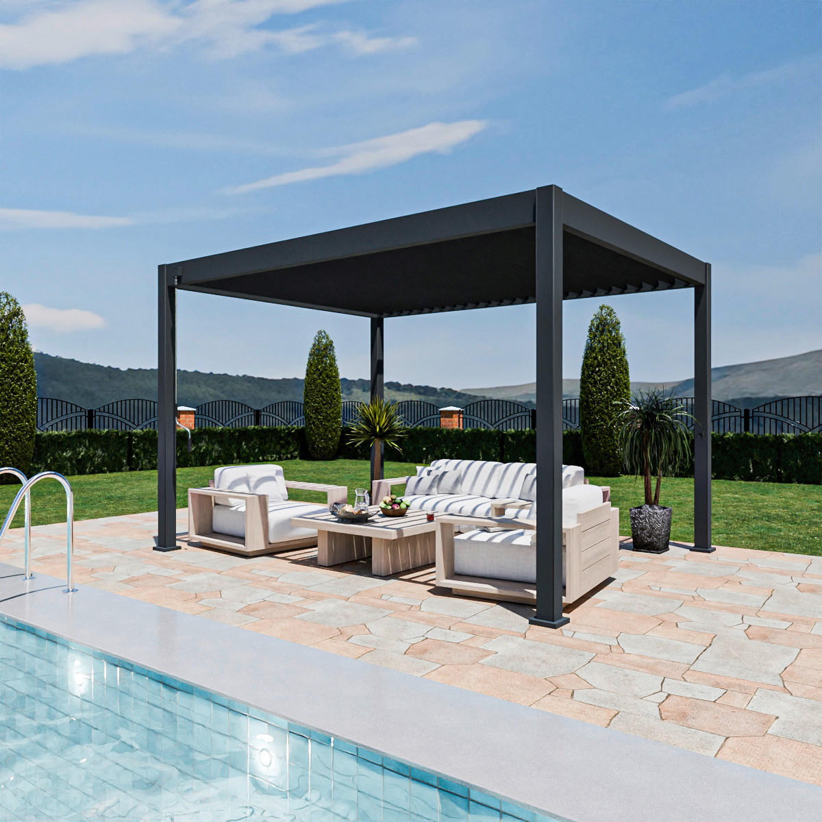 PergoLine Pergola Superior anthrazit Aluminium B/H/L: ca. 400x255x300 cm Superior - anthrazit (300,00/400,00/255,00cm) - PergoLine