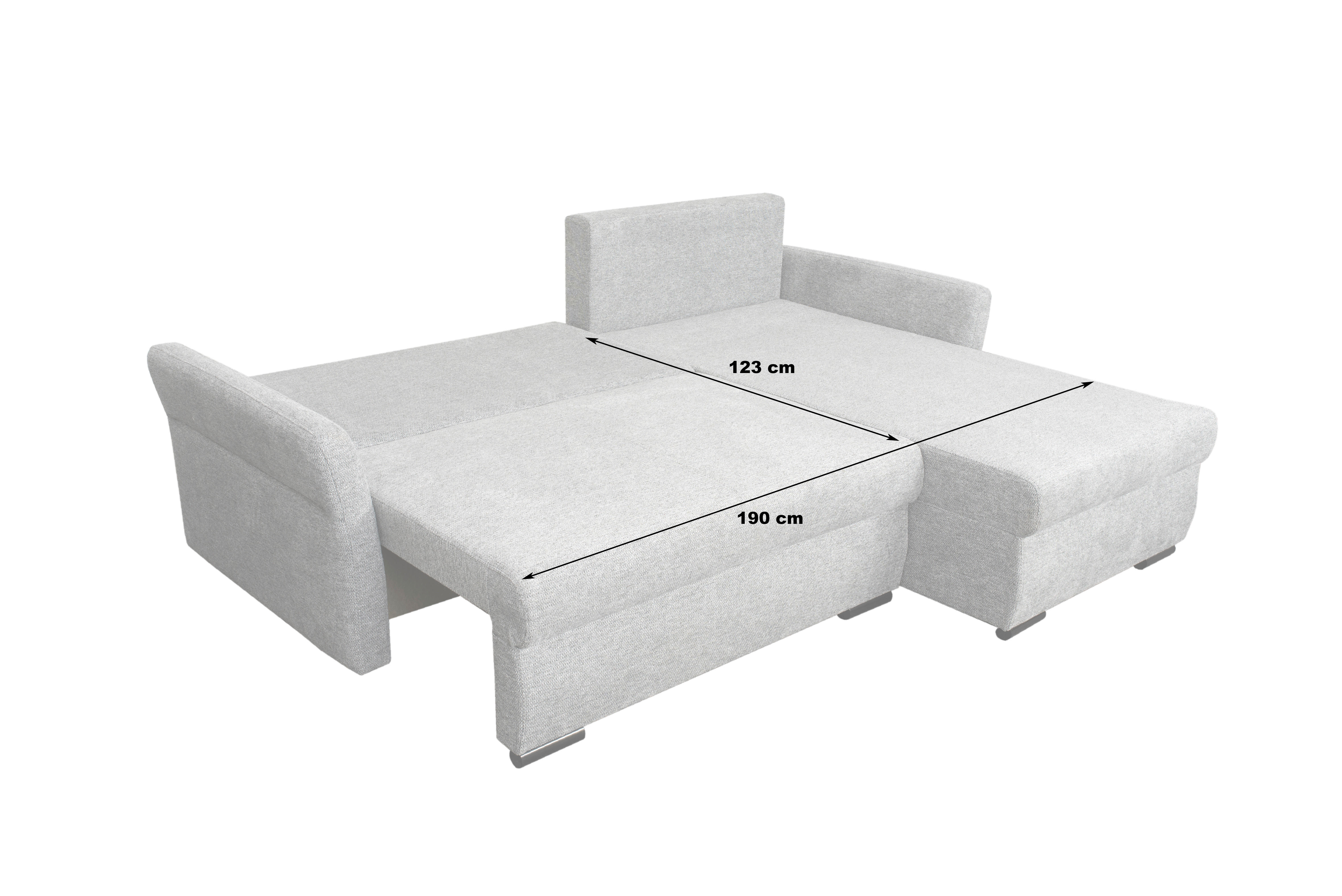Ecksofa Marseille II grau Webstoff B/H/T: ca. 218x90x168 cm Marseille II - schwarz/grau (218,00/90,00/168,00cm)