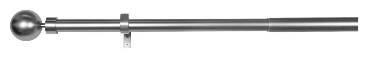 Gardinenstange Edelstahloptik Metall ausziehbar von ca. 190 bis 360 cm 1.0 Läufe Gardinenstange_Habito_Ball_Classic - Edelstahloptik