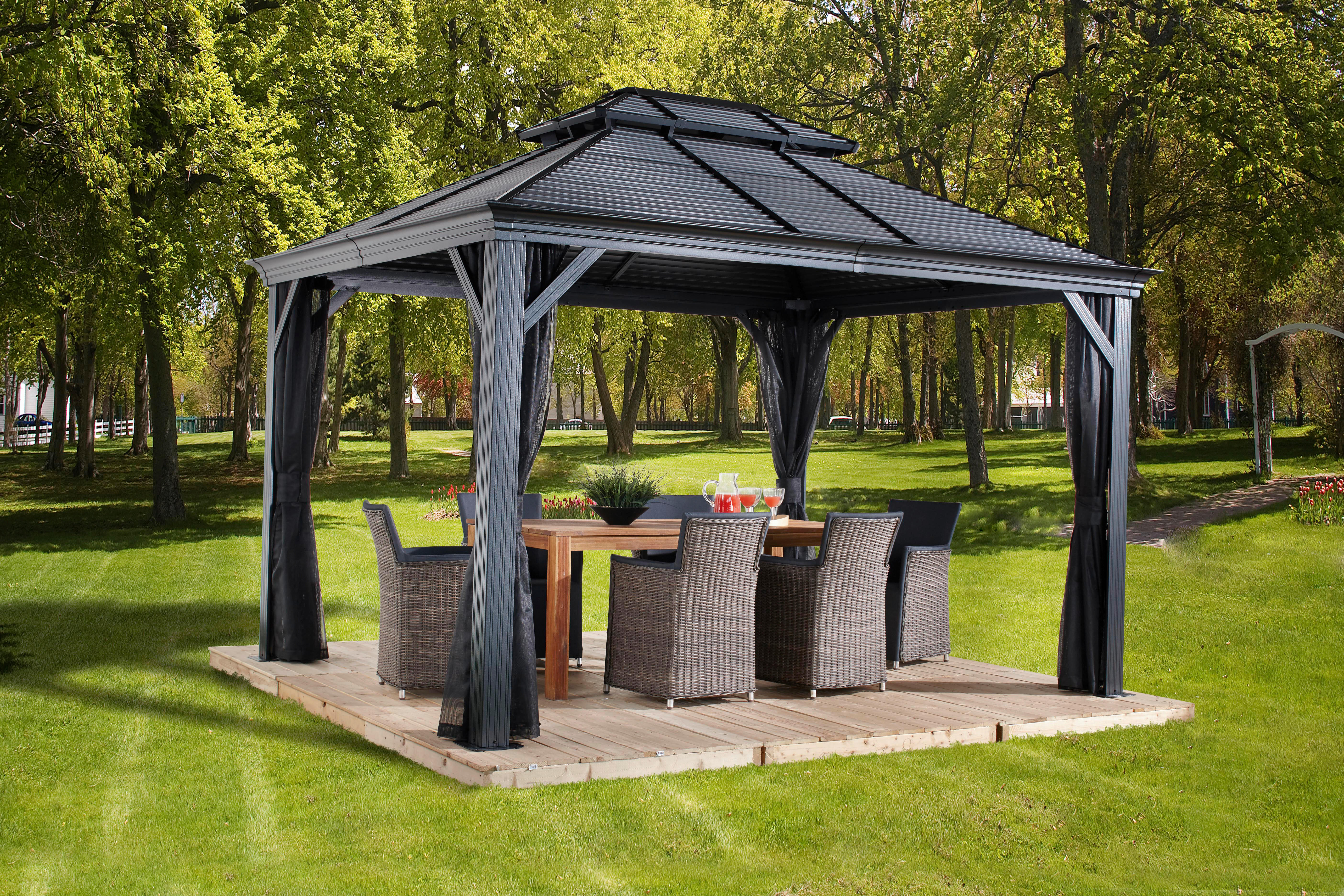 Sojag Pavillon Mykonos edles Basaltgrau Metall B/H/L: ca. 425x291x299 cm Mykonos - edles Basaltgrau (299,00/425,00/291,00cm) - Sojag