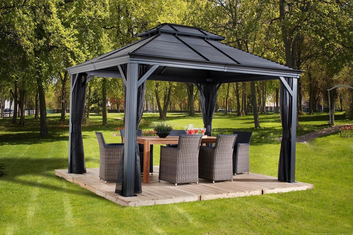 Sojag Pavillon Mykonos edles Basaltgrau Metall B/H/L: ca. 425x291x299 cm Mykonos - edles Basaltgrau (299,00/425,00/291,00cm) - Sojag
