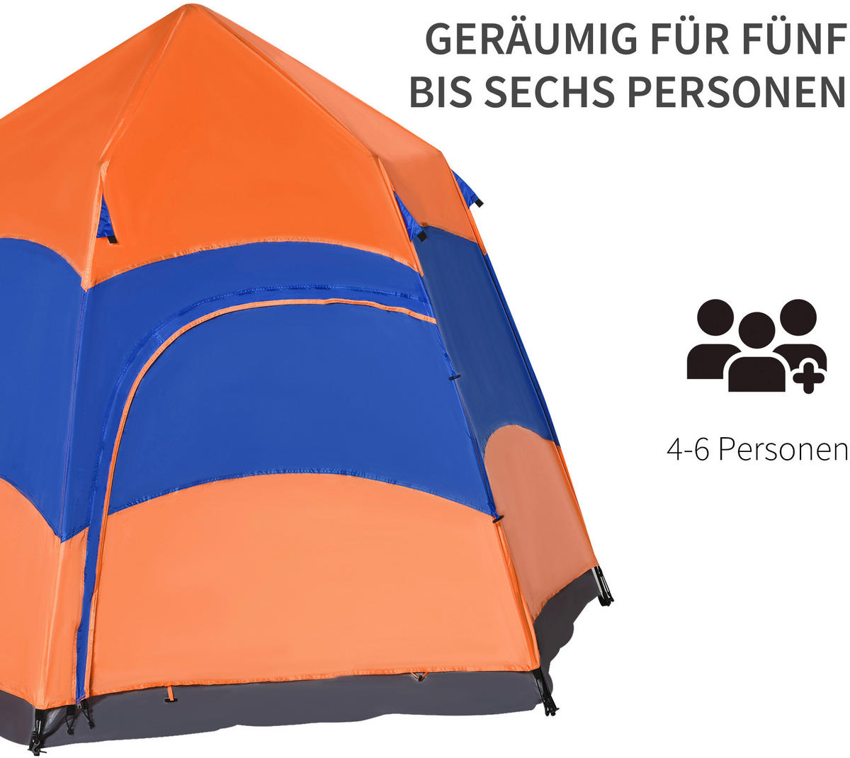 Outsunny Doppelwandzelt orange Polyester-Mischgewebe B/H/L: ca. 280x170x280 cm Doppelwandzelt - orange/blau (280,00/280,00/170,00cm) - Outsunny