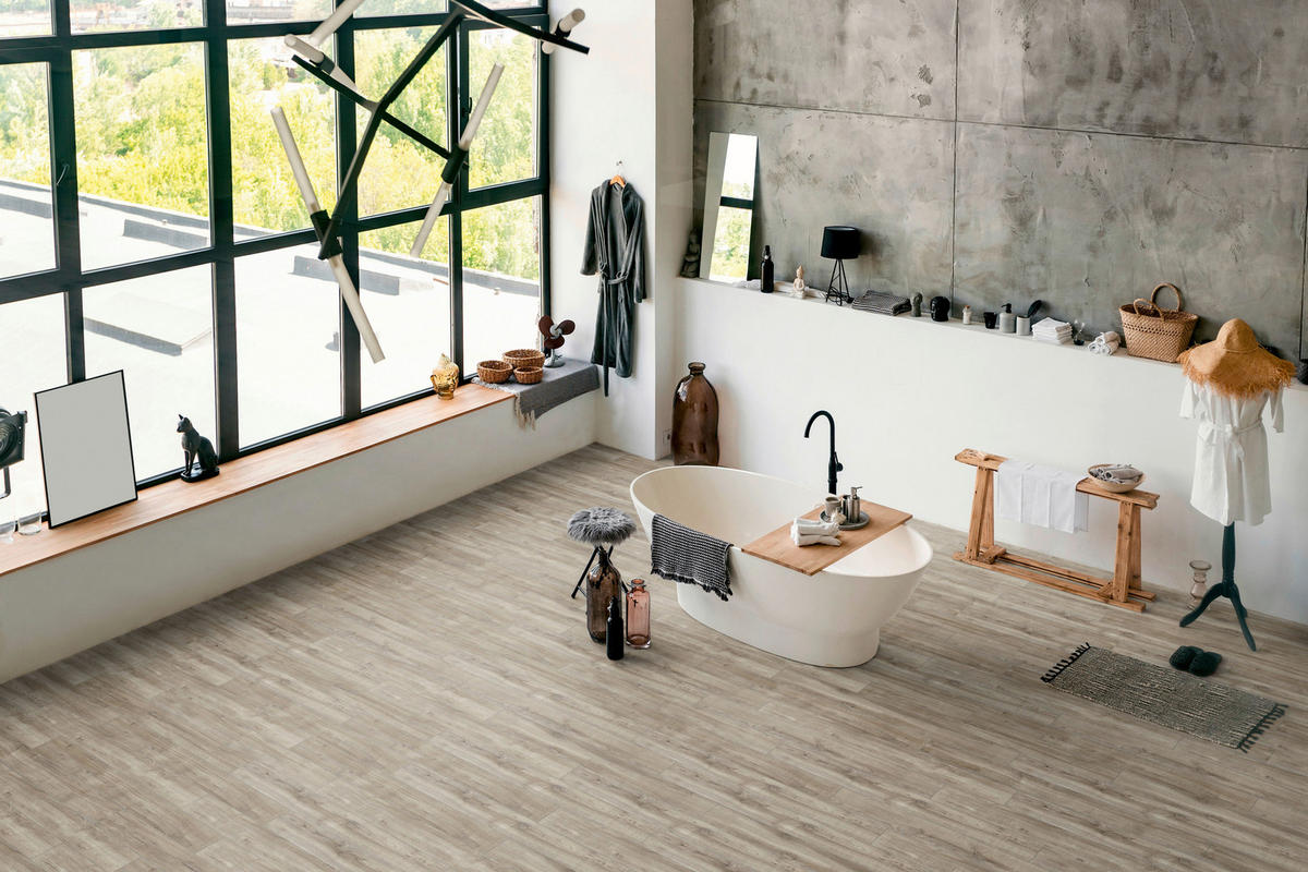 Kronotex Laminatboden Aqua Amazone ca.1,3 m² im Paket  B/L: ca. 15,7x138 cm pro Paket Aqua Amazone ca.1,3 m² im Paket - silber (15,70/138,00cm) - Kronotex