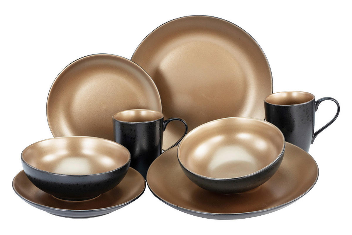 CreaTable Kombiservice Glamour gold Keramik Glamour - gold/schwarz - CreaTable