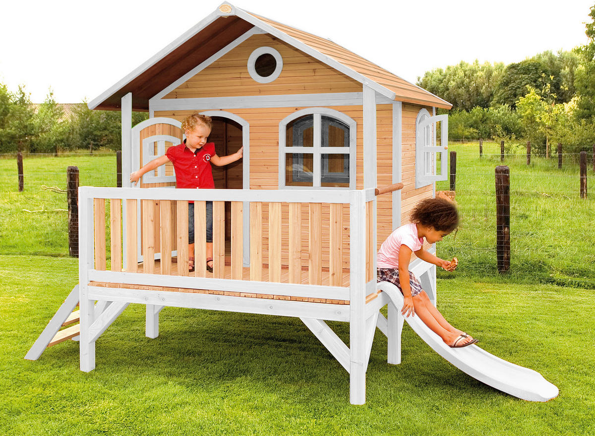AXI Spielhaus Stef braun B/H/L: ca. 349x233x212 cm Stef - braun/weiß (212,00/349,00/233,00cm) - AXI