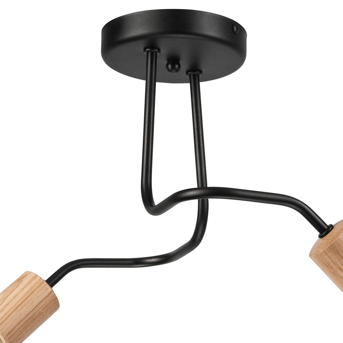 Lamkur Deckenleuchte CONOR 47409 schwarz Eiche Holz Stahl H/L: ca. 26x45 cm E27 2 Brennstellen Conor - Eiche/schwarz (45,00cm) - Lamkur
