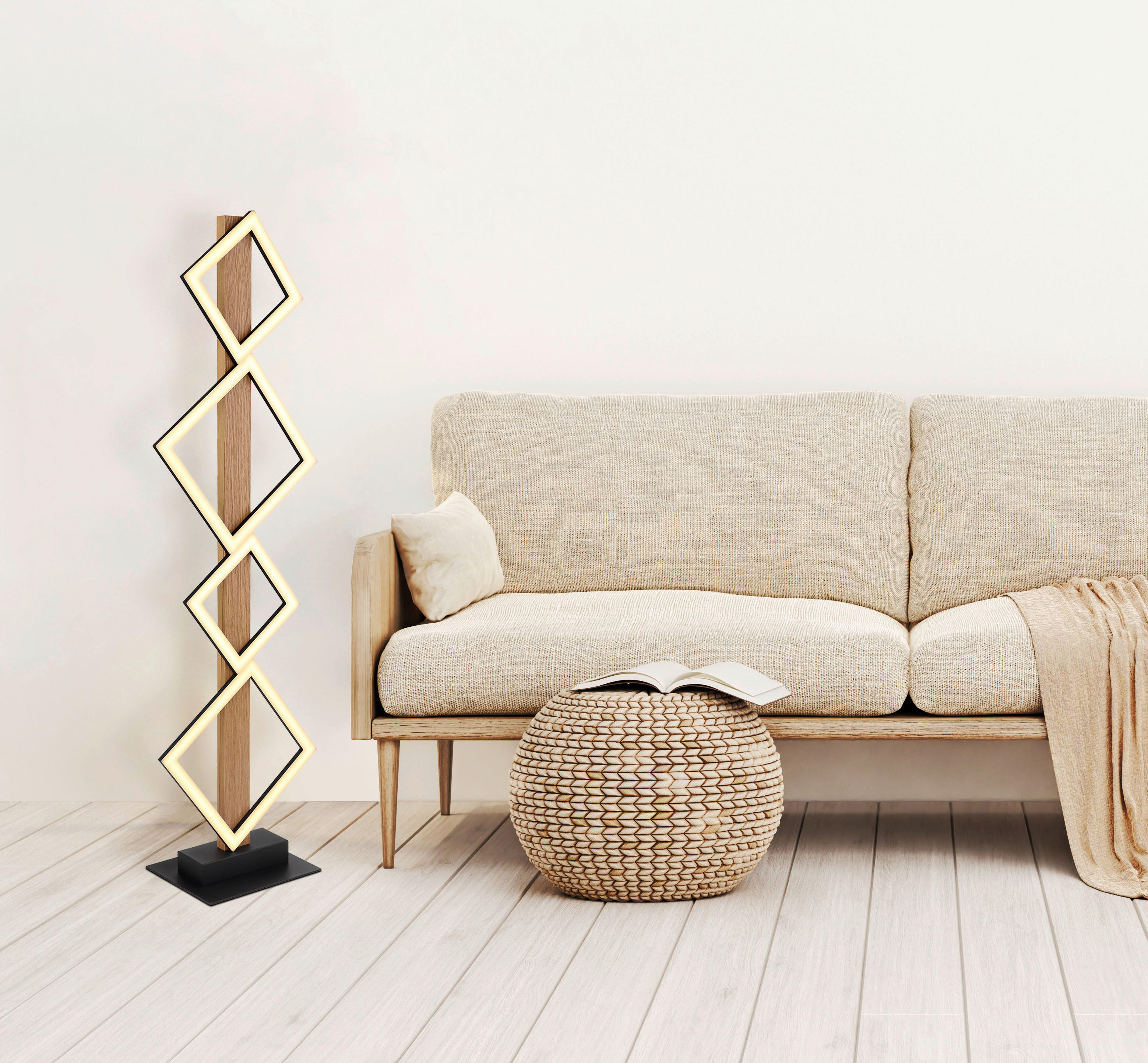 GLOBO LED-Stehleuchte dunkelbraun mattschwarz MDF Kunststoff Metall B/H/T: ca. 18x103x30,7 cm DUSTIN - dunkelbraun/mattschwarz (18,00/103,00/30,70cm) - GLOBO