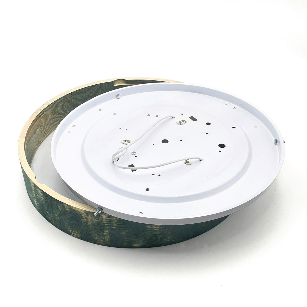 Lamkur Deckenleuchte hellbraun grün Glas Holz B/H/L: ca. 48x48x10 cm 3 Brennstellen Eveline - hellbraun/grün (10,00/48,00/48,00cm) - Lamkur