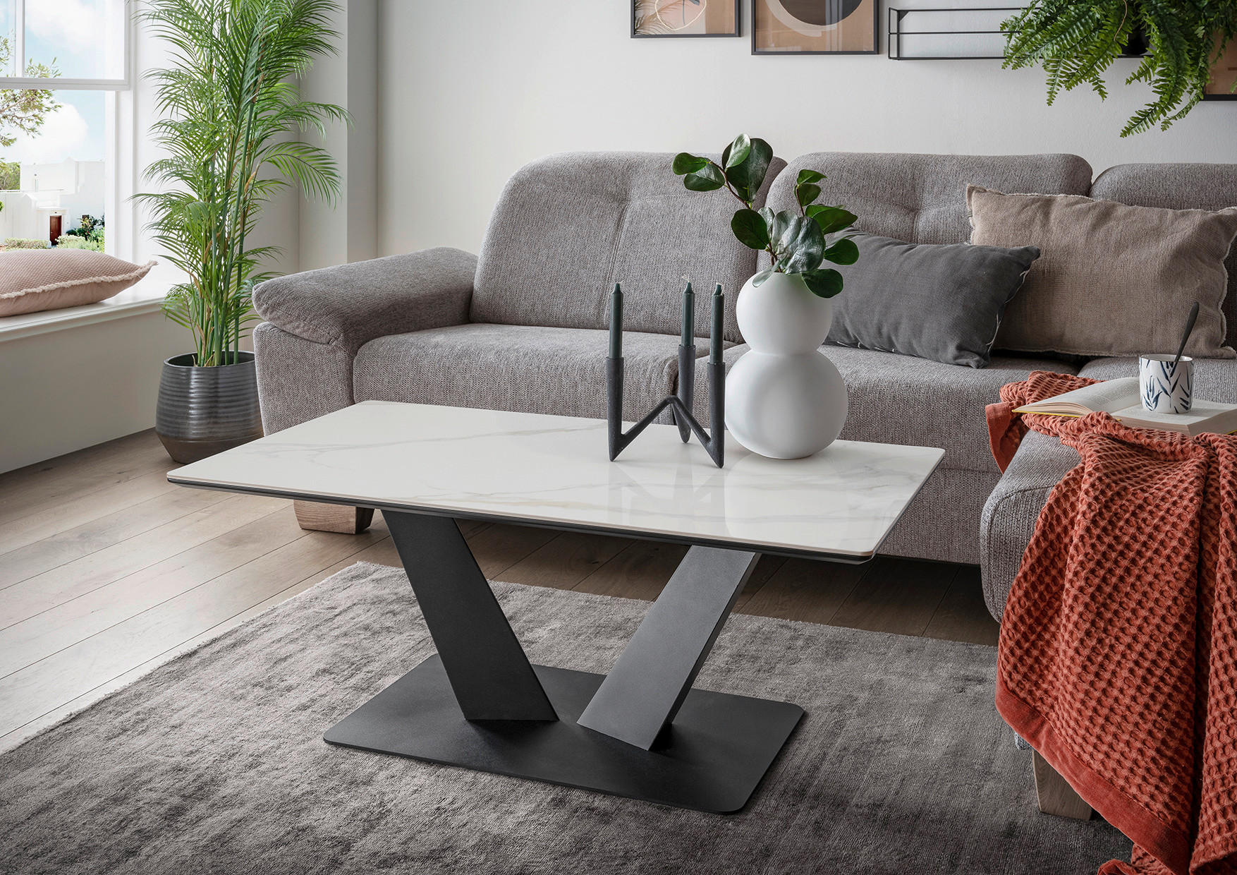 Couchtisch Amelie weiß Hochglanz B/H/T: ca. 110x42x60 cm Amelie - weiß (110,00/42,00/60,00cm)