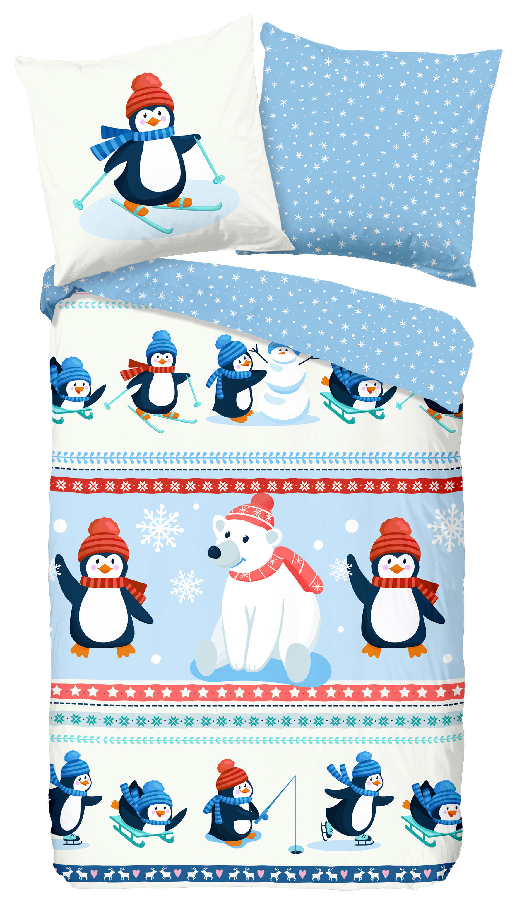 Baumwoll Bettwäsche Penguins Flanell Penguins - Multi (135,00/200,00cm) - Good Morning