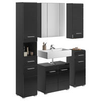 Badezimmer-Set LINUS schwarz schwarz Hochglanz B/H/T: ca. 150x182x34 cm LINUS - schwarz (150,00/182,00/34,00cm) - xonox.home