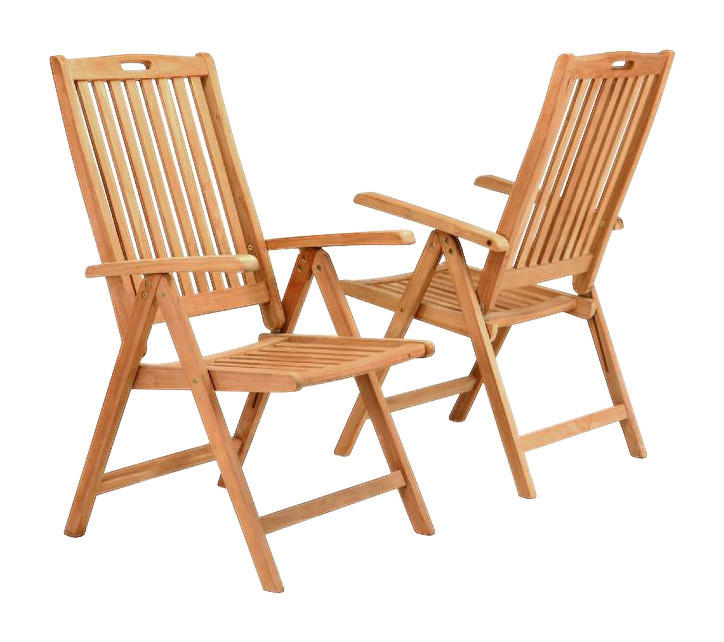 VCM Gartenstuhl 2er Set braun Teakholz B/H/T: ca. 56x110x75 cm 2er Set - braun (56,00/110,00/75,00cm) - VCM