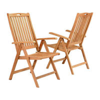 VCM Gartenstuhl 2er Set braun Teakholz B/H/T: ca. 56x110x75 cm 2er Set - braun (56,00/110,00/75,00cm) - VCM