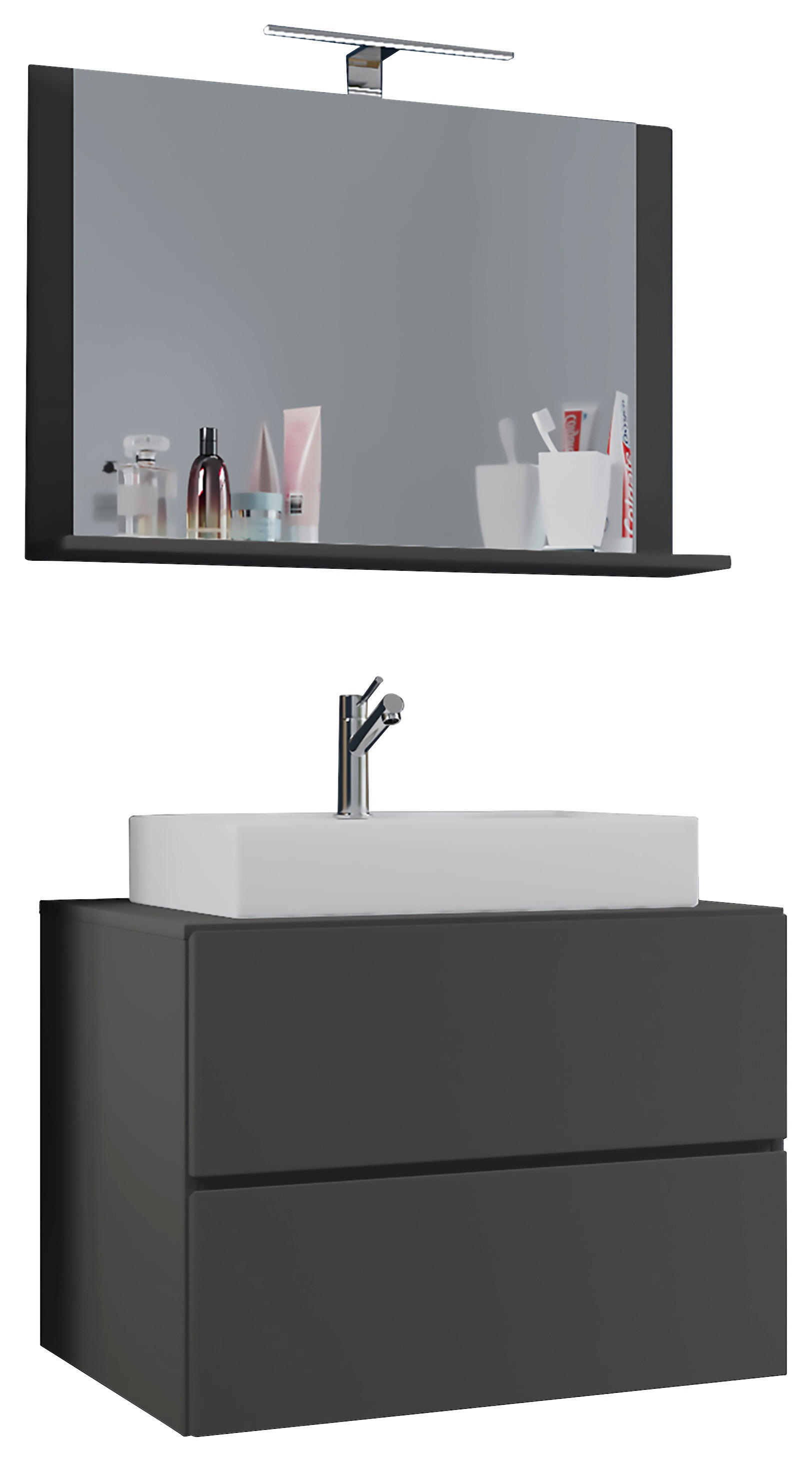 Waschplatz 3tlg-Lendas weiß anthrazit B/H/T: ca. 80x52x52 cm 3tlg-Lendas - weiß/anthrazit (80,00/52,00/52,00cm) - VCM Möbel