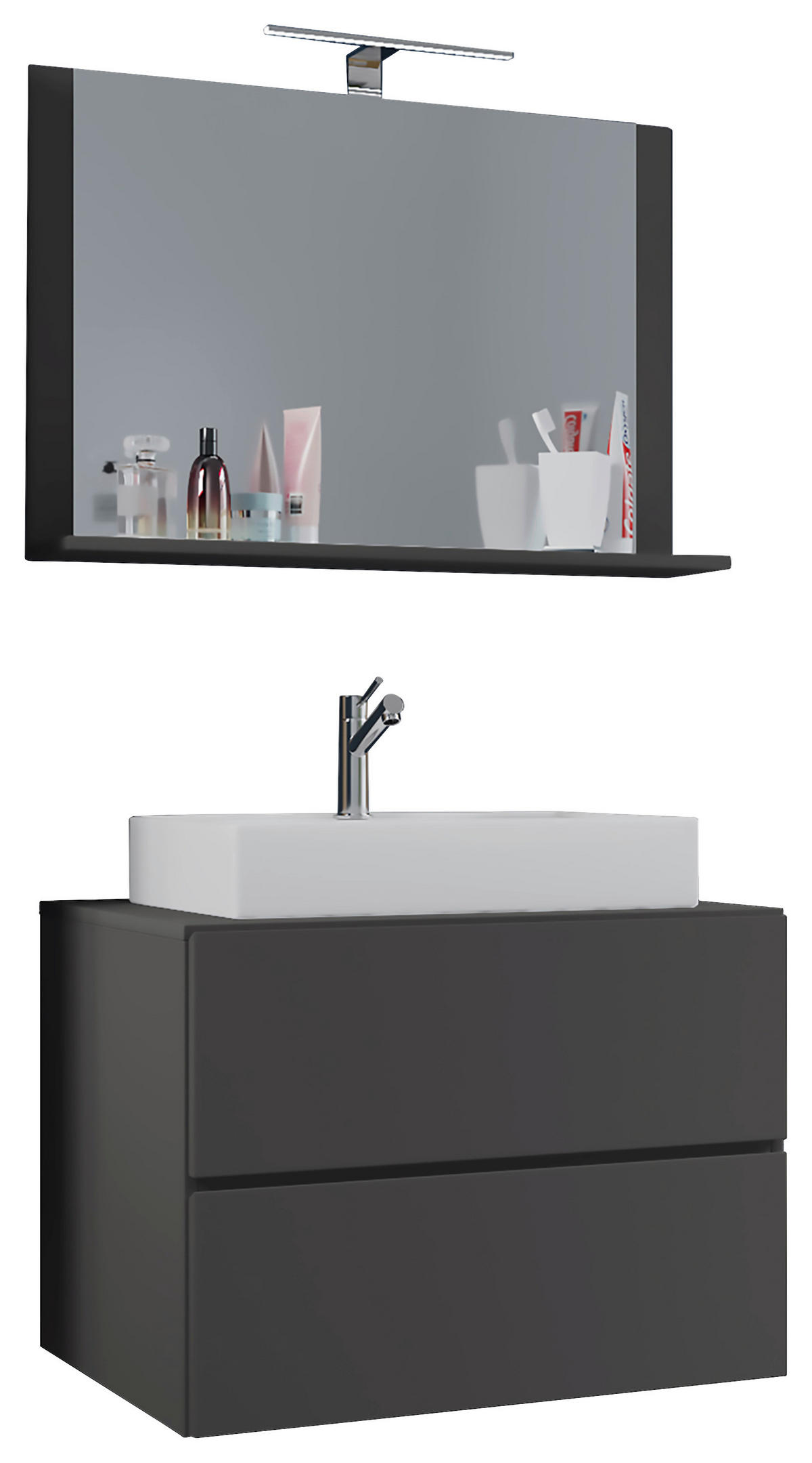 Waschplatz 3tlg-Lendas weiß anthrazit B/H/T: ca. 80x52x52 cm 3tlg-Lendas - weiß/anthrazit (80,00/52,00/52,00cm) - VCM Möbel