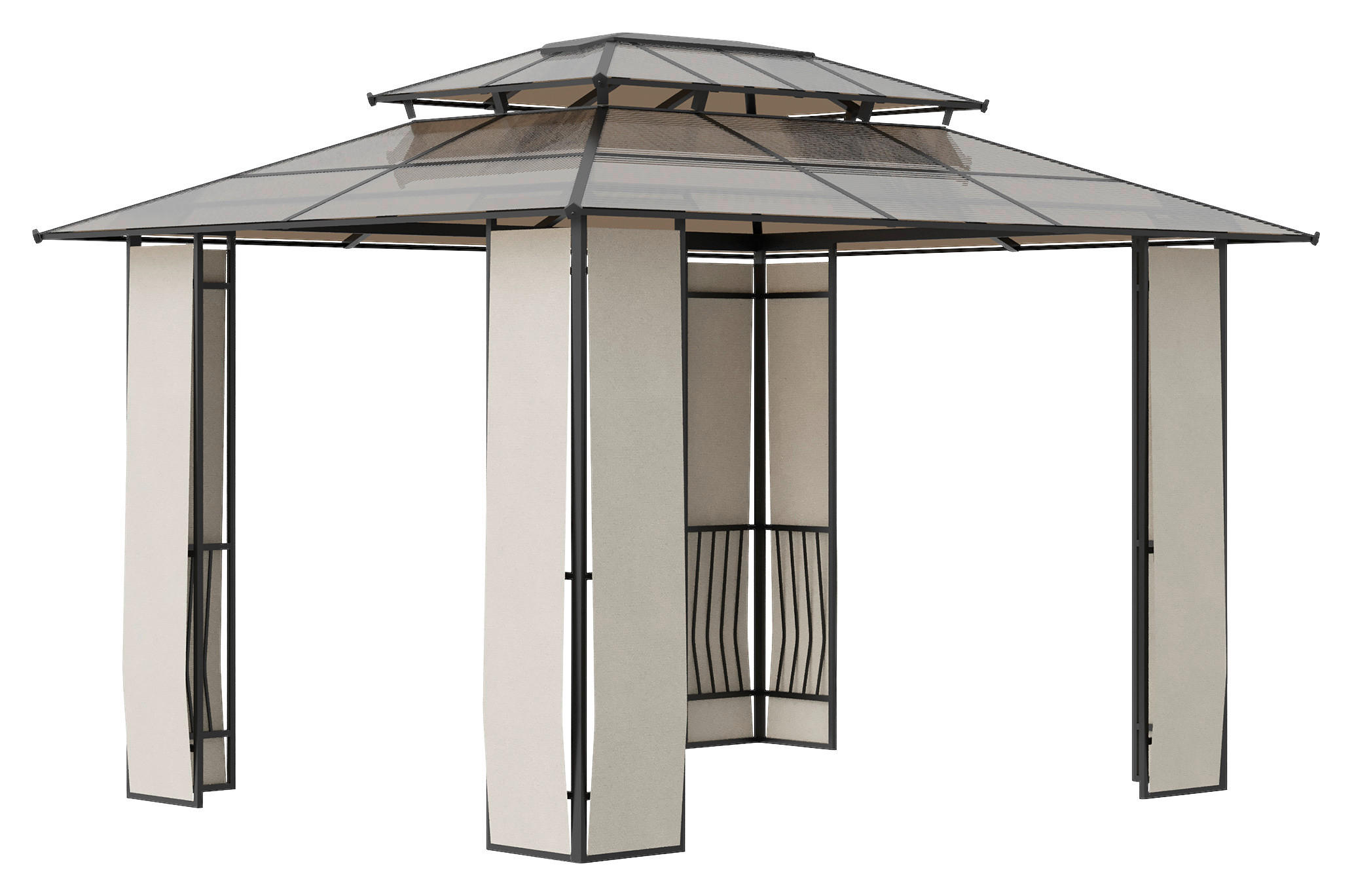 Outsunny Pavillon braun Aluminium B/H/L:...