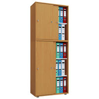 Büroschrank Lona XXL mit Schiebetüren buche Nachbildung weiß B/H/T: ca. 70x184x37 cm Lona XXL mit Schiebetüren - weiß/buche (70,00/184,00/37,00cm) - VCM Möbel