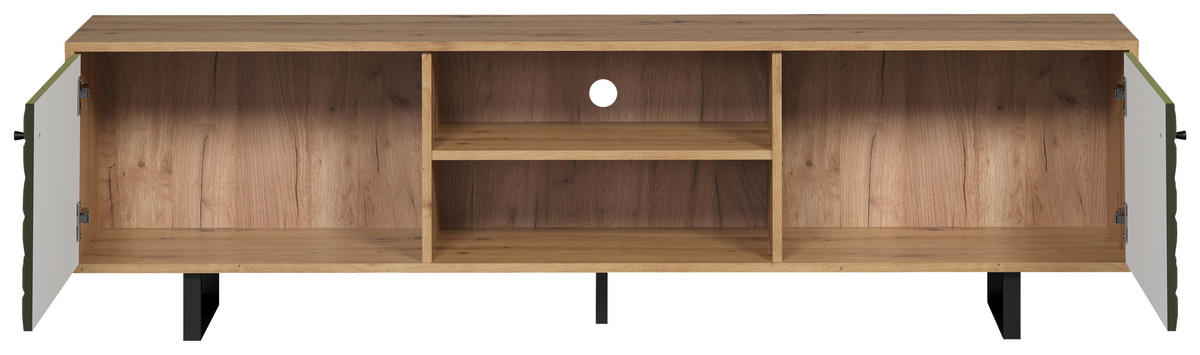TV-Lowboard Sentra Eiche Artisan Nachbildung grün dunkel B/H/T: ca. 184x52x40 cm Sentra - Eiche/grün (184,00/52,00/40,00cm) - Trendteam