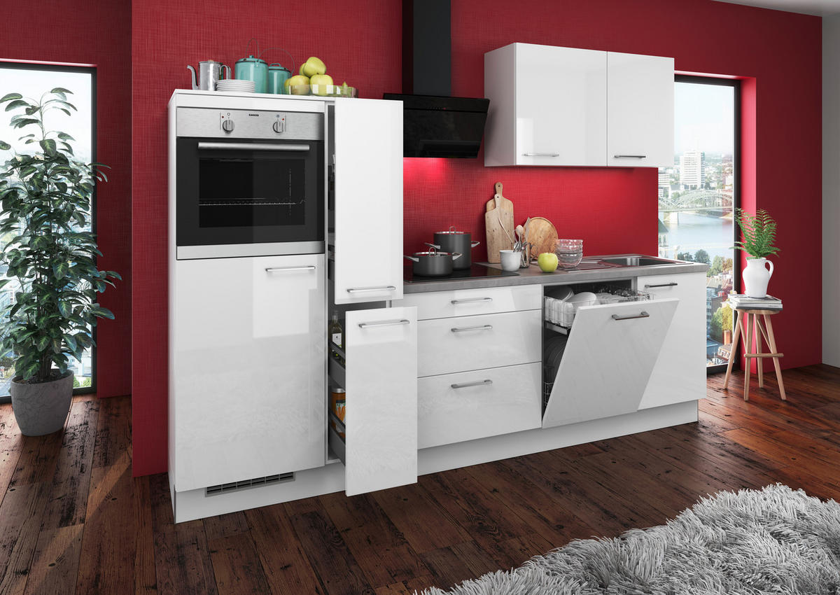 artego Küchenblock Eco weiß Lack Hochglanz B/T: ca. 280x60 cm Eco - weiß/grau (280,00/60,00cm) - artego