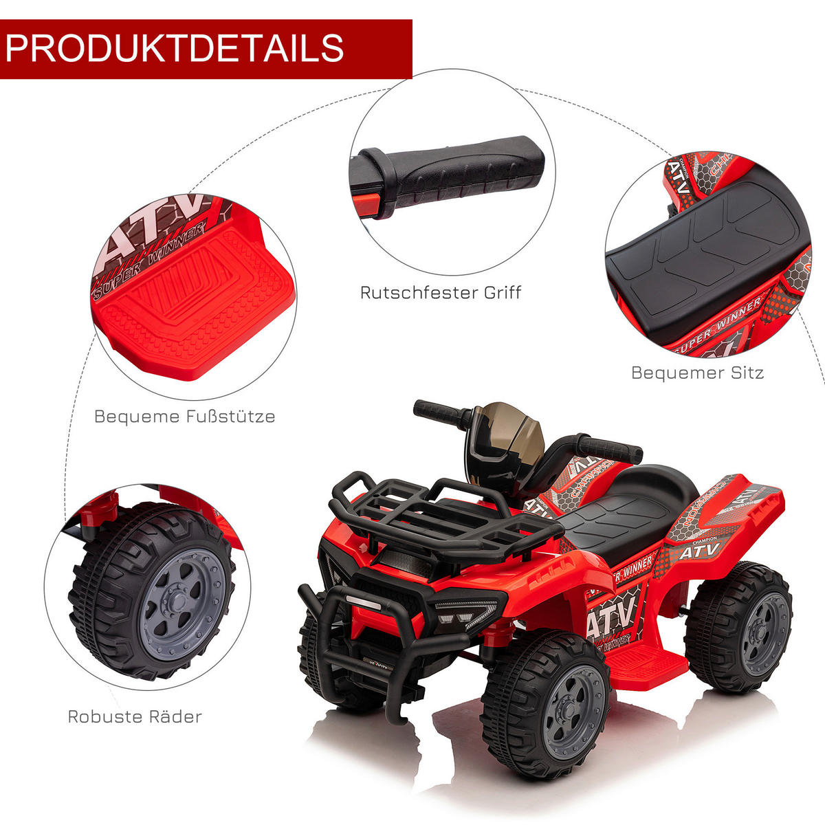 HOMCOM Kinderauto rot B/H/L: ca. 42x70x45 cm Kinder-Elektrofahrzeug - rot (45,00/42,00/70,00cm) - HOMCOM