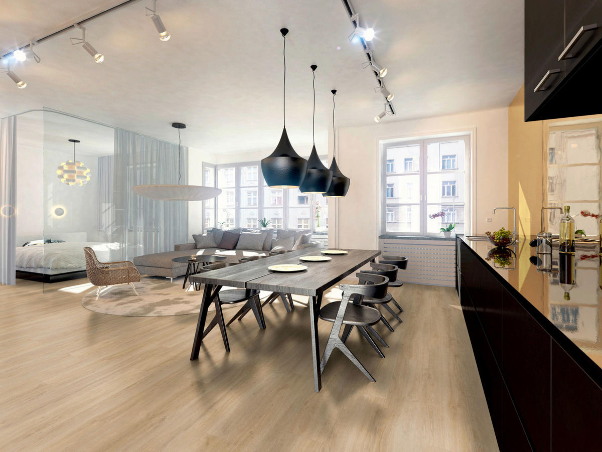 Superior Laminatboden Advanced Plus ca. 2,694 m² im Paket  B/L: ca. 24,45x138 cm pro Paket Advanced Plus ca. 2,694 m² im Paket - hellgrau (24,45/138,00cm) - Superior