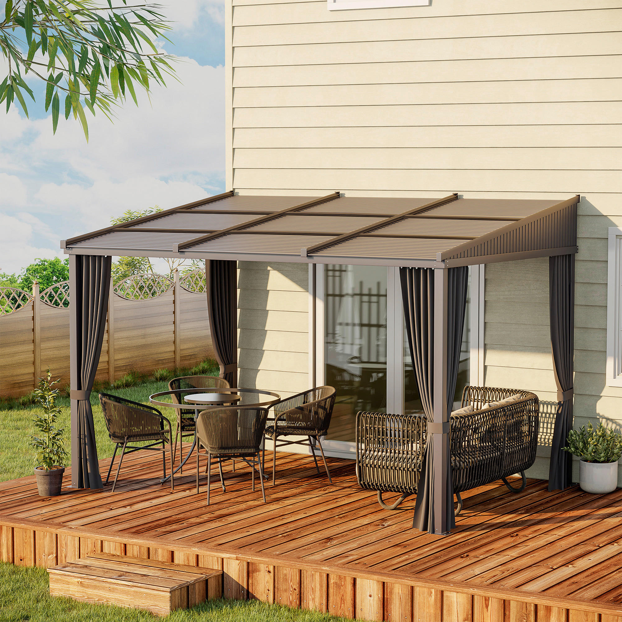 Outsunny Pergola mit Schiebeelementen gr...