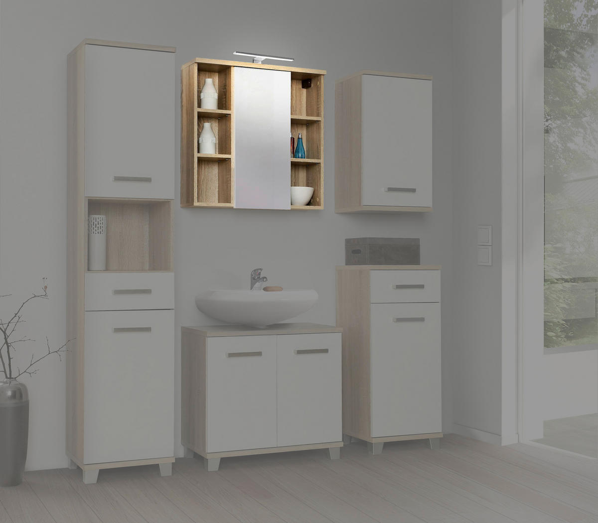Spiegelschrank  Eiche Sonoma Nachbildung B/H/T: ca. 68,6x68,1x20 cm Veris_Spiegelschrank VERH11NB-Q34 - Eiche (68,60/68,10/20,00cm)