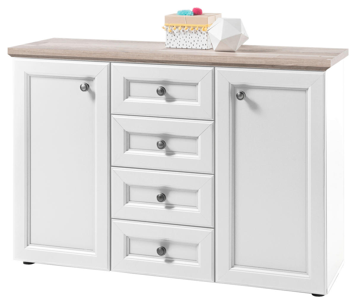 Sideboard Toskana weiß Eiche Artisan Nachbildung B/H/T: ca. 120x85x38 cm Toskana - Eiche/weiß (120,00/85,00/38,00cm)