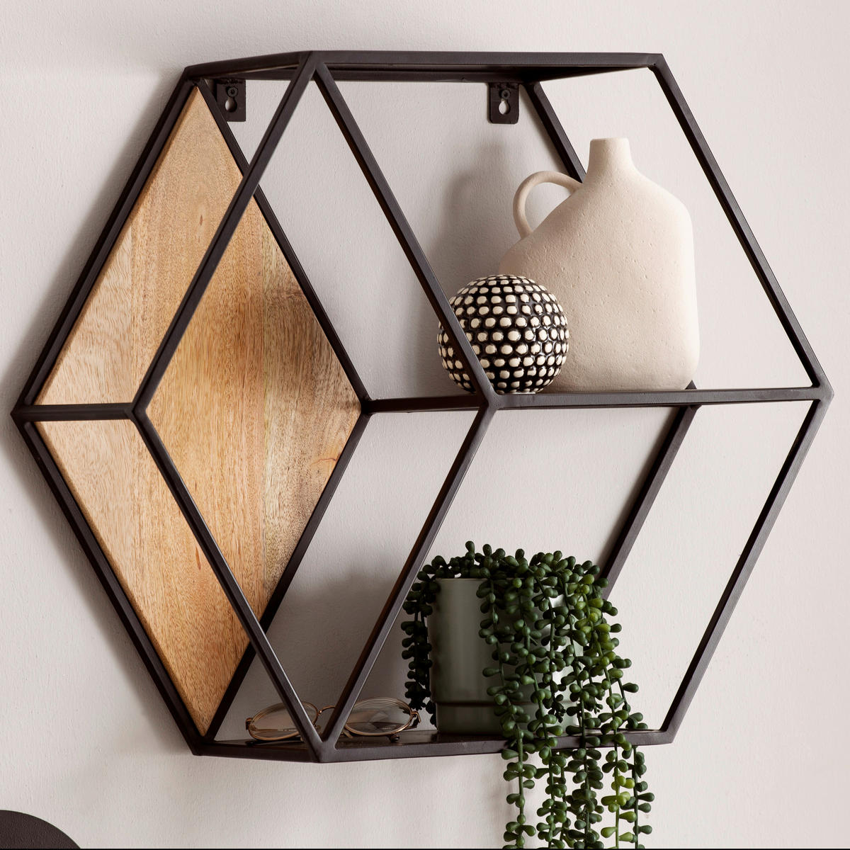 Wandregal schwarz B/H/T: ca. 60x52x20 cm Wandregal - schwarz (60,00/52,00/20,00cm) - Wohnling