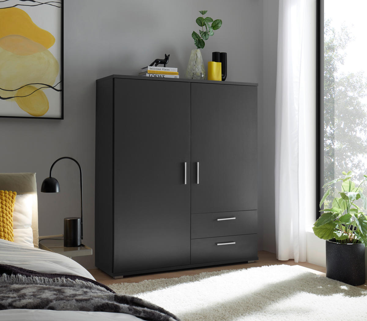 Kombikommode Adeline Graphit B/H/T: ca. 120x140x38 cm Adeline - Graphit (120,00/140,00/38,00cm)