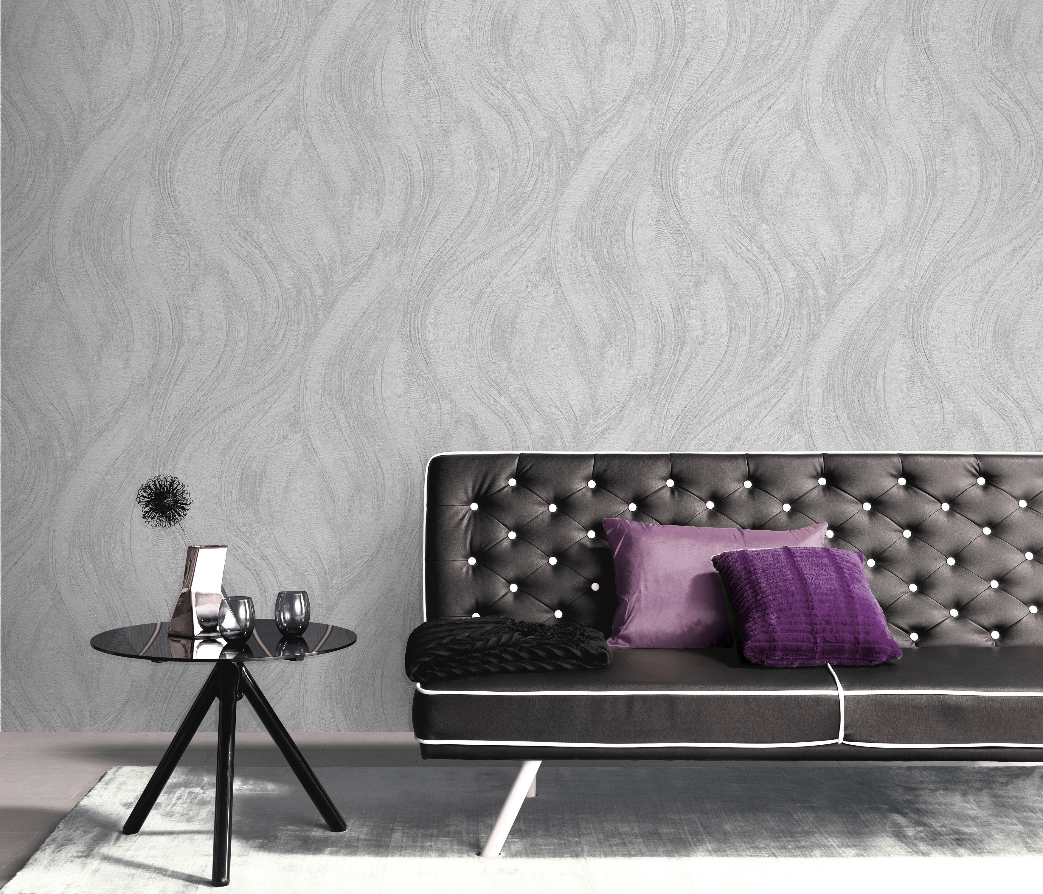 Erismann Vliestapete Wellen grau silber B/L: ca. 53x1005 cm Vliestapete_10456-31 VW7 unten - silber/grau (53,00/1005,00cm) - Erismann