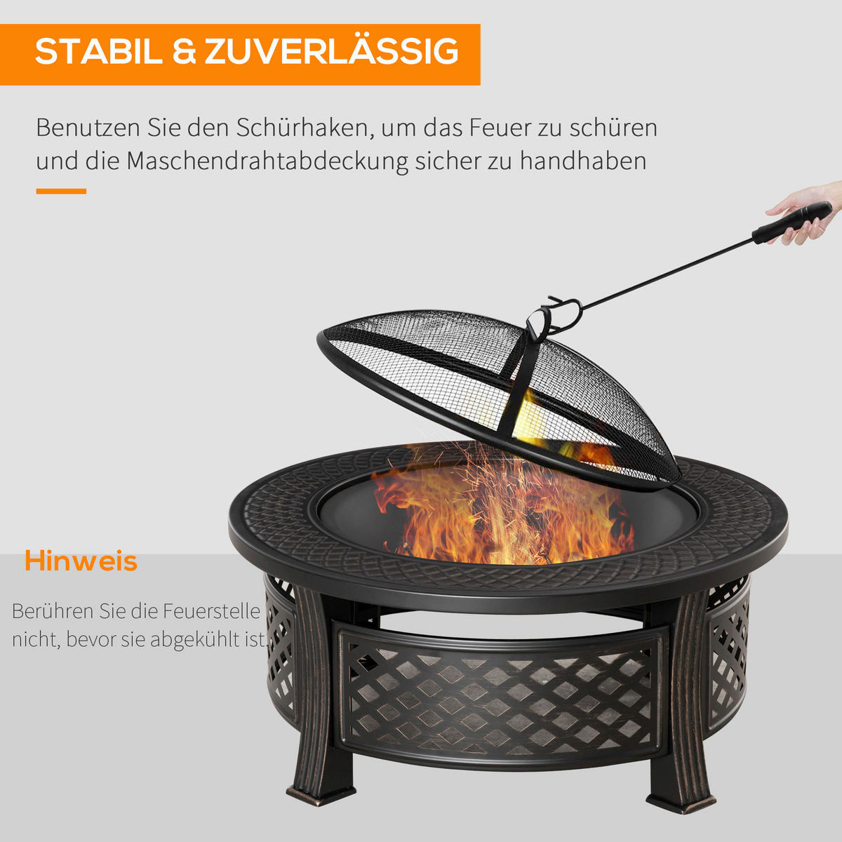 Outsunny Feuerschale schwarz Polyester B/H/L: ca. 81x50x81 cm Feuerschale - schwarz (81,00/81,00/50,00cm) - Outsunny