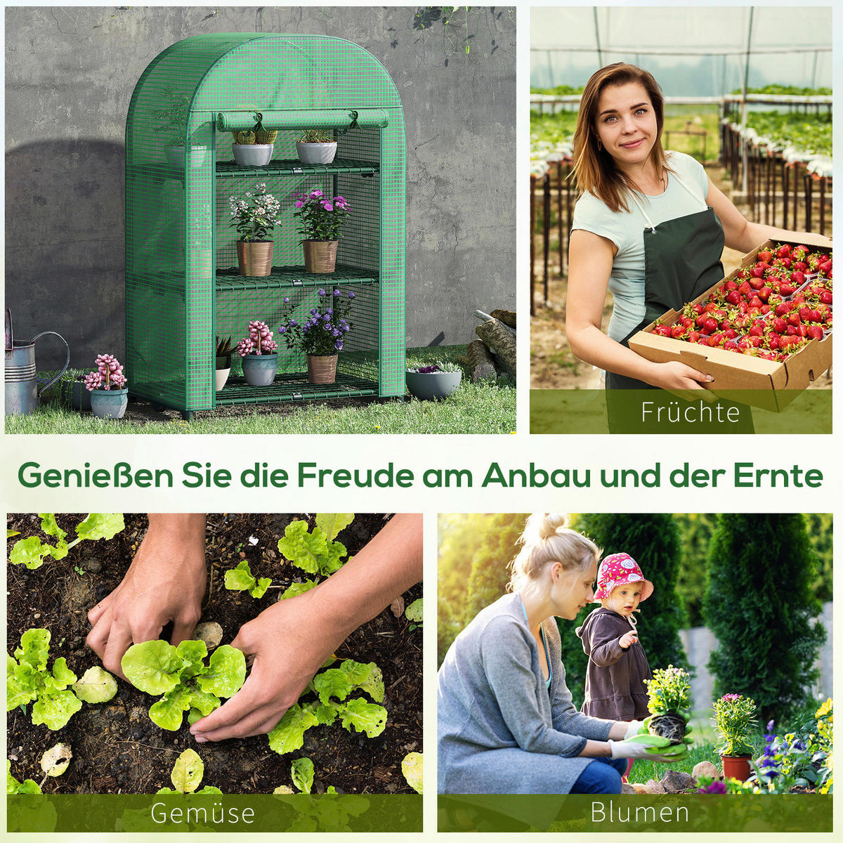 Outsunny Gewächshaus B/H/L: ca. 49x120x80 cm Gewächshaus - grün (80,00/49,00/120,00cm) - Outsunny