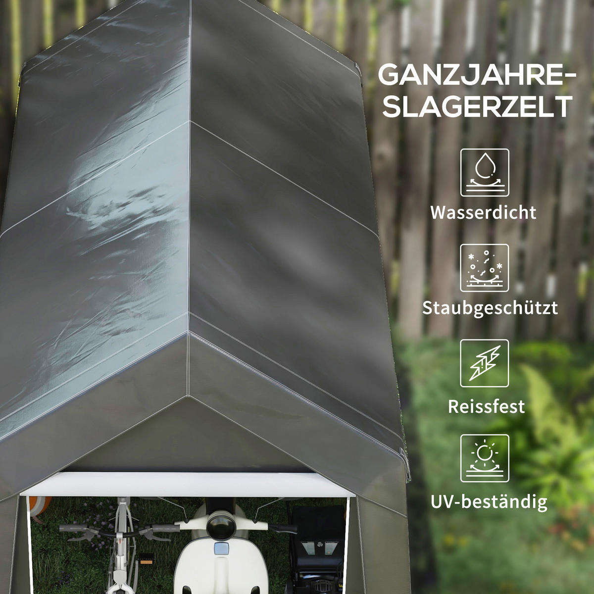 Outsunny Garagenzelt dunkelgrau Kunststoff B/H/L: ca. 360x235x210 cm Garagenzelt - dunkelgrau (210,00/360,00/235,00cm) - Outsunny
