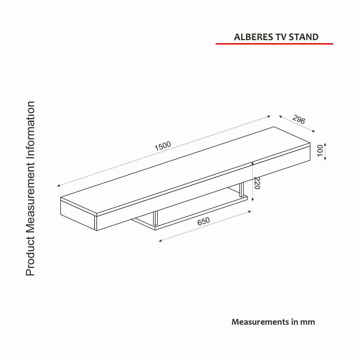 TV-Lowboard Alberes weiß B/H/T: ca. 150x22x29,6 cm Alberes - weiß (150,00/22,00/29,60cm) - moebel17