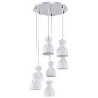 SPOT Light Pendelleuchte Noelle Chrom weiß Metall Keramik H/D: ca. 120x38 cm E14 7 Brennstellen Noelle - weiß/Chrom (38,00/120,00cm) - SPOT Light