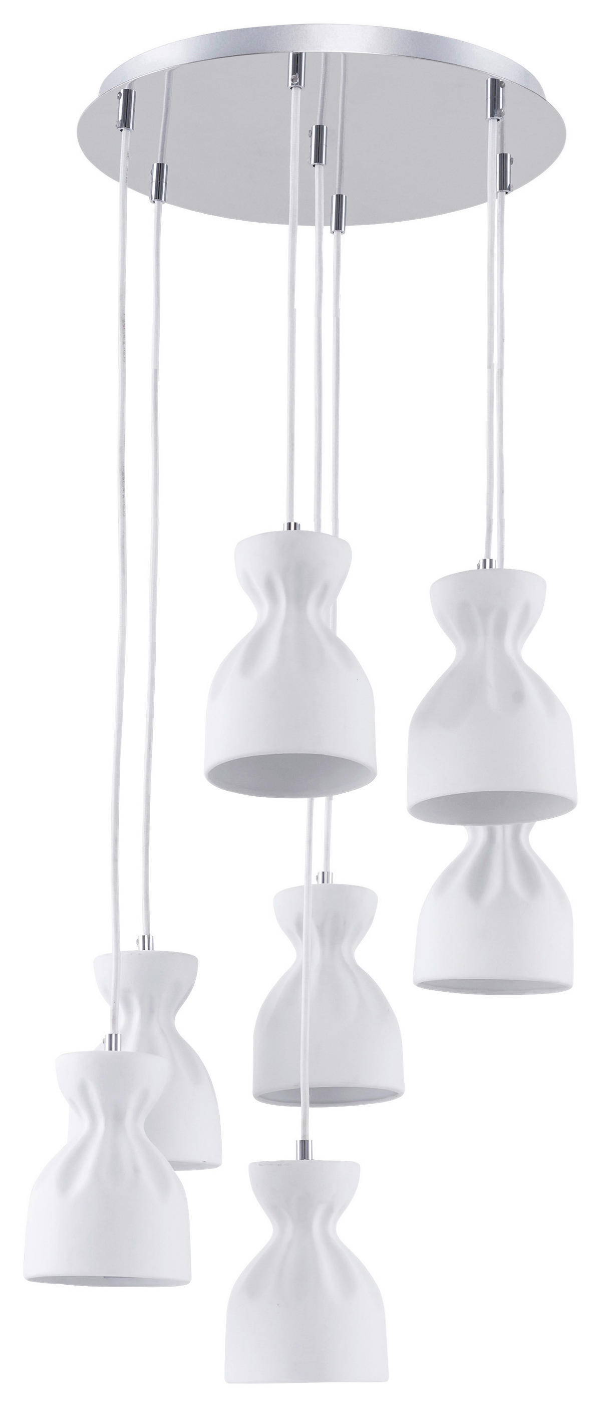 SPOT Light Pendelleuchte Noelle Chrom weiß Metall Keramik H/D: ca. 120x38 cm E14 7 Brennstellen Noelle - weiß/Chrom (38,00/120,00cm) - SPOT Light