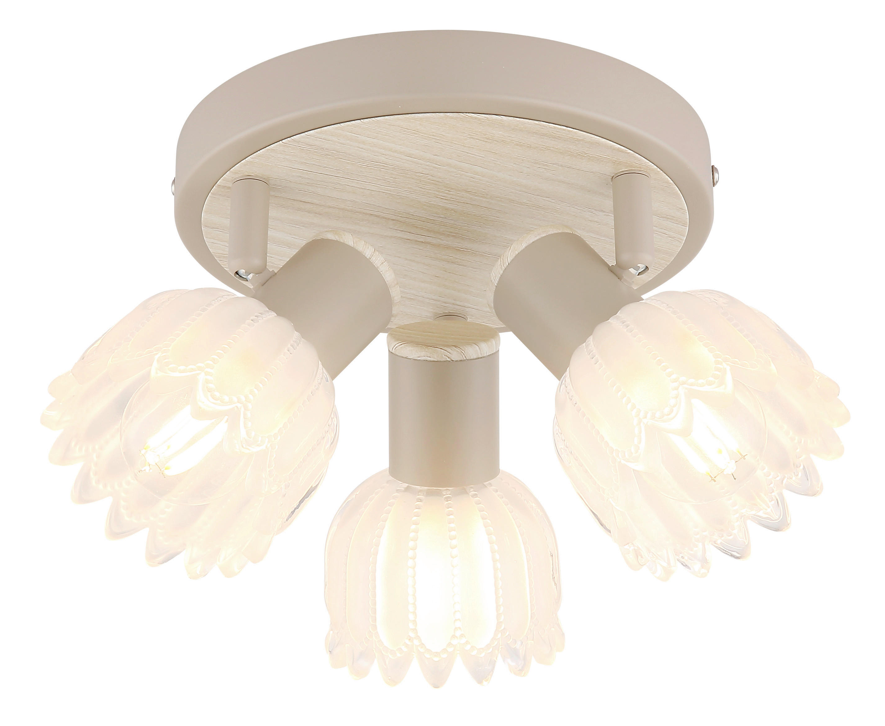 GLOBO Strahler sand Glas Metall B/H/L: ca. 11x20x20,5 cm E14 3 Brennstellen Strahler-Planta - sand (20,50/11,00/20,00cm) - GLOBO