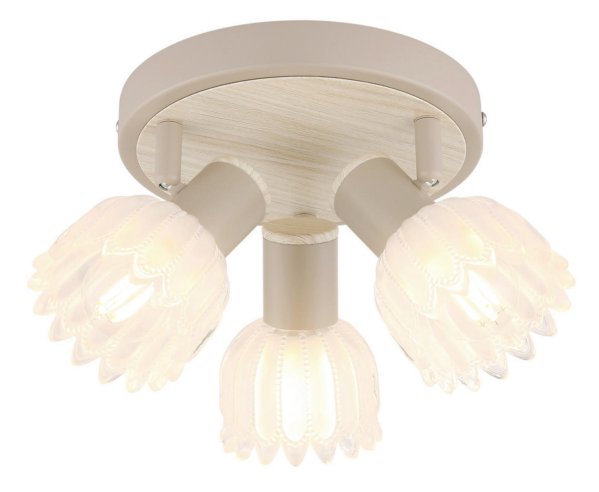 GLOBO Strahler sand Glas Metall B/H/L: ca. 11x20x20,5 cm E14 3 Brennstellen Strahler-Planta - sand (20,50/11,00/20,00cm) - GLOBO