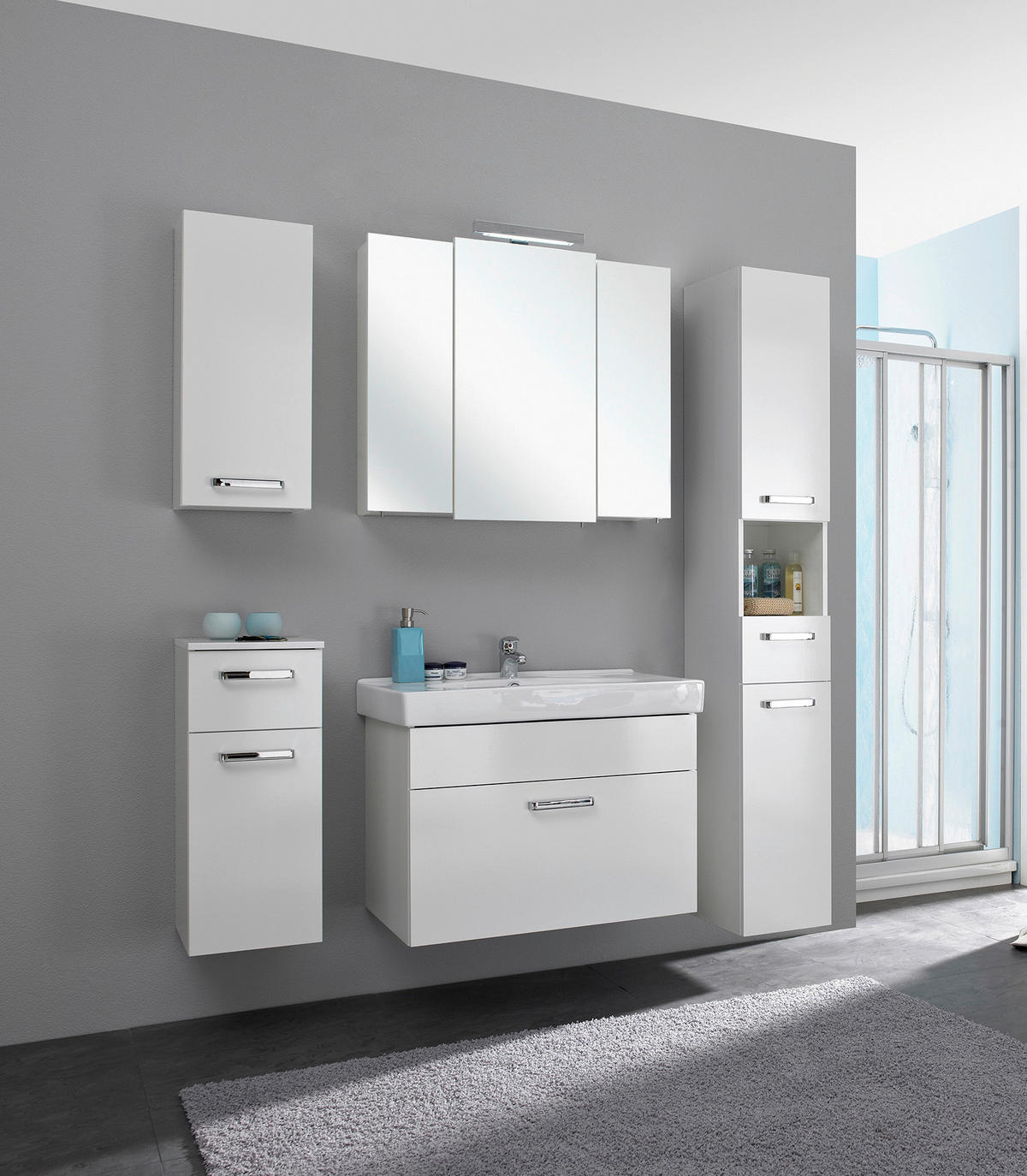 Badezimmer-Set Quickset 312 weiß glanz B/H/T: ca. 143x200x48 cm Quickset 312 - weiß (143,00/200,00/48,00cm) - Pelipal
