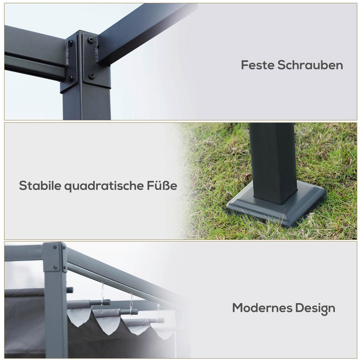 Outsunny Pergola dunkelgrau Stahl B/H/L: ca. 300x222x400 cm Pergola - dunkelgrau (400,00/300,00/222,00cm) - Outsunny